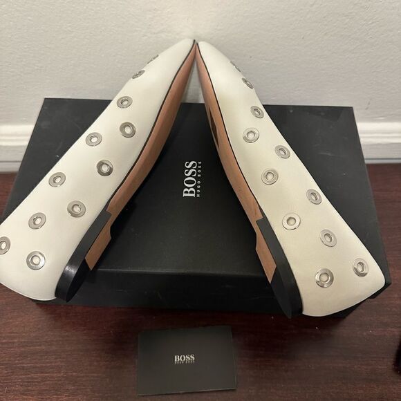 BOSS Hugo Boss Rose Grommet Studdet  ballet flat all leather size 5, new - Picture 10 of 16